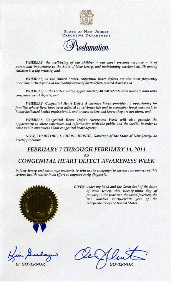 NJ CHD Week Proclamation 2014